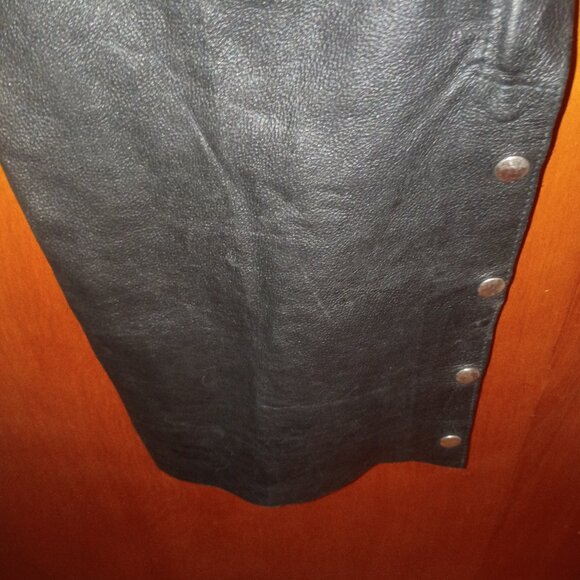 THE LEATHER WORKS Black Leather Chaps Size Men's XL Snap/Zip/Buckle/Laces - Picture 9 of 13